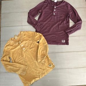 Mustard and Burgundy long Sleeved Henleys